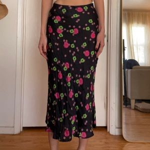 Musier Paris satin long skirt in fun floral print